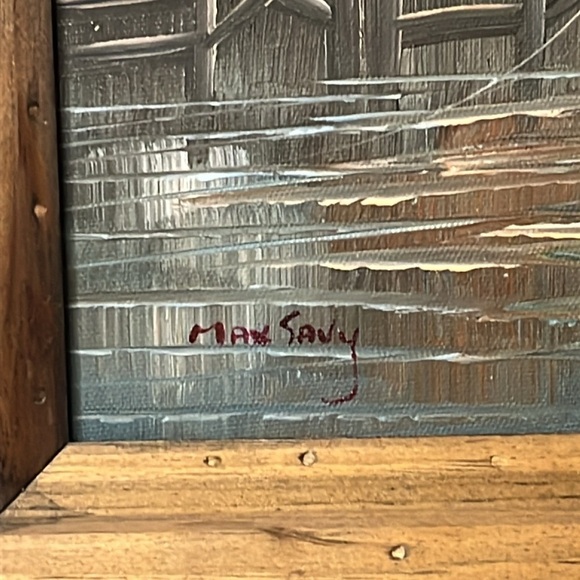 Original Max Savy Seascape Marina Lighthouse Fishing Village Framed Oil Painting - Picture 5 of 7